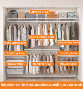 הסתערו מלתחה מתכת מתכווננת כבדה מארגן ארון פתוח ארון בגדים מערכת אחסון פרימיום מתלים - Product Image 2