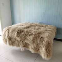 Housse de table en fourrure de mouton tibétain véritable bouclée de luxe, carrée, faite à la main, certifiée OEKO-TEX