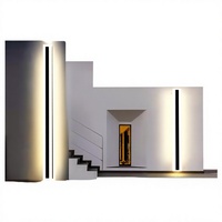 Applique murale extérieure minimaliste 12W 12V LED haut/bas, bande longue, base en acier inoxydable, étanche IP65, polycarbonate, jardin, 3500K