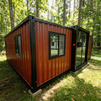 Maison conteneur en acier moderne à double aile extensible et respirante - Ferme préfabriquée/Villa à 2 chambres pour usage commercial (20 pieds)