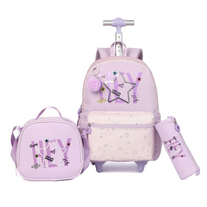 Children's Primary School Student Double-Layer Polyester Breathable Lightweight Closure-Free <strong>Trolley</strong> Travel <strong>Backpack</strong> Lunch Bag - Product Image 5