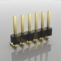Connecteur de broches mâle à angle droit 90 degrés, pas de 2,54 mm, simple rangée, PZ254-1-6-W