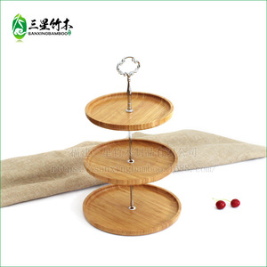Multi-tiered fruit platter made of bamboo, bamboo and wood afternoon tea snack stand, hotel dried fruit platter, bamboo cake - Product Image 1