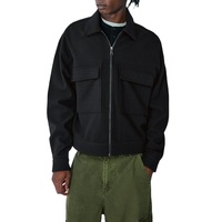 Blouson Bomber Homme Vintage Ample et Oversize avec Fermeture Éclair sur la Poche Avant, Personnalisé OEM, Enduit, Coupe-Vent, Imperméable, Décontracté, Grandes Tailles
