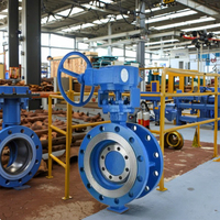 Turbine à eau urbaine vanne manuelle en acier au carbone Double bride papillon avec joint dur DN50/DN600/2IN/24IN raccords de tuyauterie disque à lamelles