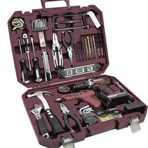 Kit de Herramientas Multifuncional para el Hogar, Taladro Inalámbrico de 21V con Pistola de Pegamento Caliente, Nivel de Burbuja, Caja de Herramientas Portátil para Reparaciones - Product Image 5