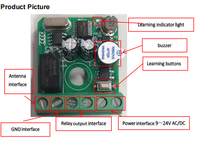 Receptor Inalámbrico Universal AC/DC de un Canal y Gran Memoria YET477PC, Código Fijo, Código de Aprendizaje, Código Variable para Abridor de Puerta de Garaje