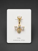Vente en gros de anneaux de nombril en acier inoxydable 316l avec cristal CZ en forme de cœur, bijoux de piercing pour le corps, pour femmes