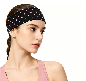 Diadema elástica con lunares para mujer, banda para el pelo deportiva que absorbe el sudor, estilo deportivo informal, material de algodón, 7 cm de ancho - Product Image 1