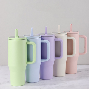 2024 Hot Bán Tùy Chỉnh Thép Không Gỉ Leakproof Uống Trực Tiếp Nắp Du Lịch Cốc Chân Không 40Oz Cốc Với Xử Lý Và Gấp Rơm - Product Image 4