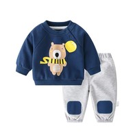 Ensemble de vêtements pour enfants de 0 à 6 ans, unisexe, printemps-automne, motif lion, sweat-shirt en tissu éponge de coton, pantalon, style européen-américain