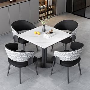 Table de jeu décontractée, table de discussion de studio, table de bière artisanale, petit <span class=keywords><strong>restaurant</strong></span>, café, bar, ensemble carré en métal minimaliste italien - Product Image 1