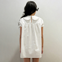 Robe Courte Femme Style Babydoll Douce et Mignonne, Écologique, Lavable, Respirante, Taille Naturelle, Coupe Ample, Manches Volantées, Couleur Unie