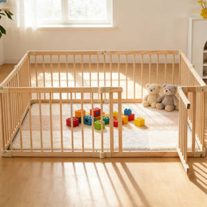 Corralito Plegable Extra Grande de Madera para Bebés, Diseño Moderno, con Características de Seguridad para Niños Pequeños, para Dormitorio, Escuela, Centro Comercial - Product Image 2
