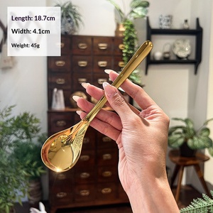 طقم أدوات مائدة من الفولاذ المقاوم للصدأ 304 الأكثر مبيعًا، مجموعة ملاعق طويلة المقبض، أدوات فضية وذهبية للحفلات والمطاعم - Product Image 6