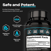 Capsules de Shilajit Purifié 500mg, 60 Comprimés, Extrait Minéral Végétal, Complément Alimentaire Herbal pour la Vitalité Masculine