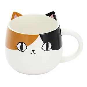 Nero su ordinazione di design in porcellana tazza di latte piattino Creativo design di tè tazza di caffè di ceramica gatto con coperchio e cucchiaio piatto