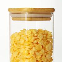 Pot en verre soufflé à la main moderne, couvercle en bambou carré, récipient de stockage alimentaire de cuisine, multifonction, conservation de la fraîcheur