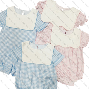 Pakaian anak laki-laki Set pakaian biru muda bergaris baju bayi laki-laki baju Romper musim panas kemeja anak laki-laki + Set pendek - Product Image 6