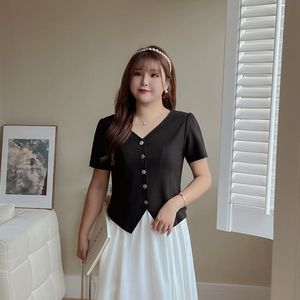 Cárdigan Corto con Cuello en V para Mujer, Modelo N8728 de Runqi, Color Negro, Asimétrico, de Poliéster, Talla Grande, Corte Ajustado - Product Image 4