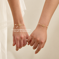 Bracelet personnalisé en perles de fleur de lotus plaqué or 18 carats en acier inoxydable, bijoux de mariage pour mariée et demoiselle d'honneur, cadeau de Noël