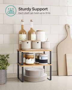 Tủ tổ chức Kệ 2 gói kim loại và thiết kế gỗ kicten truy cập Kệ Stackable gia vị giá - Product Image 4