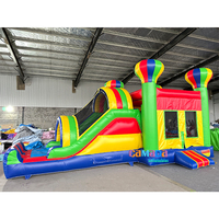 Trampoline aquatique gonflable à bas prix avec toboggan aquatique humide et sec, combo de rebondissement avec piscine pour saut et glisse aquatique pour fêtes