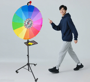 Juego de Ruleta de Premios Lucky Spin con Tablero Borrable, Ruedas Universales y Soporte de Trípode para Piso - Product Image 6