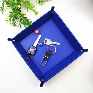 Modernes faltbares Spiel ablage fach mit vier Ecken Einstufiges PU-Leder würfels chale Kleinigkeiten Aufbewahrung stablett - Product Image 4