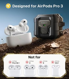 เคส MOBOSI สำหรับ <span class=keywords><strong>AirPods</strong></span> Pro 3 รุ่นปี 2025 พร้อมชุดทำความสะอาดแบบล็อคป้องกันการตกหล่น พวงกุญแจ ป้องกันระดับพรีเมียม ฝาครอบแข็งสำหรับ iPods Pro รุ่นที่ 3 - Product Image 2