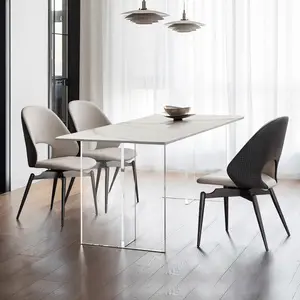 Minimalisti in vetro italiano tavolo da pranzo e sedie 4 lussuose sedie da pranzo moderna sala da pranzo mobili tavolo set