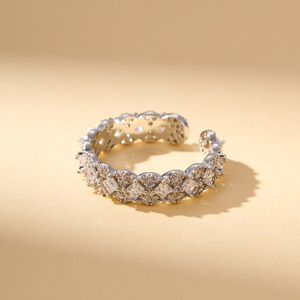 <b>Open</b> <b>Ring</b> Micro Pave Zircon Geometric Shape Adjustable Index Finger Party Jewelry R16515 - Product Image 4