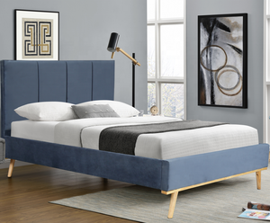 Willsoon última cama doble tapizada de terciopelo de diseño simple moderno con líneas de rayas en <span class=keywords><strong>cabecero</strong></span> - Product Image 2