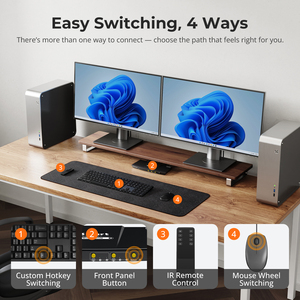 Tesmart พอร์ต USB 3.0 <span class=keywords><strong>DisplayPort</strong></span> + HDMI <span class=keywords><strong>KVM</strong></span> <span class=keywords><strong>Switch</strong></span> <span class=keywords><strong>2</strong></span>จอภาพคอมพิวเตอร์<span class=keywords><strong>2</strong></span>ชิ้นจอคู่4K @ 60Hz สวิตช์ <span class=keywords><strong>KVM</strong></span> <span class=keywords><strong>2</strong></span>พอร์ตสวิตช์วิดีโอ - Product Image 6