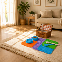Tapis de léchage pour chien en silicone, écologique, sans BPA, avec logo personnalisé, imperméable, bol à alimentation lente, accessoire portable pour petits animaux de compagnie, forme carrée