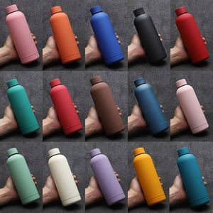 Factory 500ml 17oz Travel Sports Double Wall Vacuum Yoga Custom logo Stainless Steel Rubber Paint Promotional Gift Water <b>Bottle</b> - Product Image 6