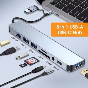 8-в-1 <span class=keywords><strong>USB</strong></span> Type <span class=keywords><strong>C</strong></span> концентратор многопортовый адаптер, док-станция 8 в 1 <span class=keywords><strong>Usb</strong></span> <span class=keywords><strong>C</strong></span> Type <span class=keywords><strong>C</strong></span> концентратор с <span class=keywords><strong>USB</strong></span> 3,0 SD TF кард-ридер PD зарядка - Product Image 2