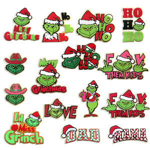 Wholesale Custom Eco-Friendly High Quality Christmas Iron-On Chenille Embroidered Patches with Sequins for <strong>Grinch</strong> <strong>Clothing</strong> - Product Image 2