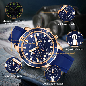 Marque personnalisée Étanche Chronographe Analogique Quartz En Acier Inoxydable Affaires Classique Hommes Poignet Silicone Montres De Sport - Product Image 5