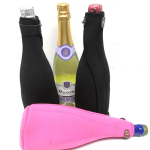 Good Party Gifts Silk Screen Logo Neoprene Pink Wine Champagne Bottle Holder Tote Carrier