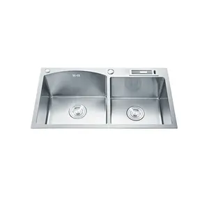 Hot Sale Handmade Sink Upgrade Design SUS304 Double Bowl Good Quality Easy to Clean Smart Stainless Steel Sink Kitchen Sink