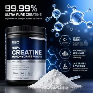 Créatine monohydrate en poudre, pureté 99,99 %, micronisée, 500 mesh, dose adulte 6 g, approvisionnement en vrac, fabricant OEM - Product Image 1