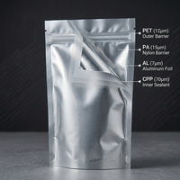 Sacs refermables anti-odeur à fond transparent et dos aluminisé en film PET PA AL CPP Mylar, pochettes verticales en aluminium pour aliments