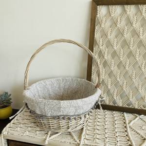 Stylish Handwoven Durable Eco-Friendly Round <strong>White</strong> <strong>Wash</strong> Wicker Tote <strong>Basket</strong> with Tall Handles for Daily Shopping and Storage - Product Image 4