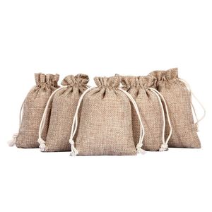 Bolsa de yute natural al por mayor con cordón para regalos navideños, bolsa de yute para cuidado corporal - Product Image 6