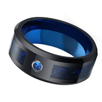 CHENG JEWELERS Bague en carbure de tungstène avec incrustation de CZ plaqué noir et bleu de 8 mm, motif dragon celtique pour hommes