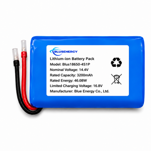 แบตเตอรี่ลิเธียมไอออนแบบชาร์จได้รุ่นสั่งทำพิเศษ 18650‑4S1P 14.4V 3200mAh 46.08Wh พร้อมขั้วต่อแบบสายเปลือย รองรับการปรับแต่ง - Product Image 3