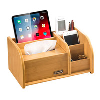Boîte de rangement en bois GLosen C2040 pour mouchoirs et crayons - Organisateur multifonctionnel à tiroirs - Logo personnalisé pour la maison/l'hôtel/le restaurant