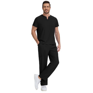 Tenue médicale unisexe légère et à séchage rapide, couleur unie foncée, pour clinique dentaire, infirmière, etc. - Product Image 3