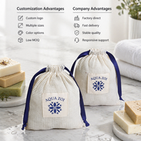 Draagbare katoenen mesh tas met trekkoord, biologisch, met aangepast logo bedrukt, voor zeep, fruit, cadeau, cosmetica, wasbenodigdheden, opbergzakje van mesh